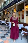 Kübra Elbise Takım Bordo