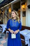Kübra Elbise Takım Saks Mavisi