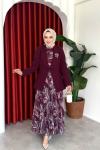 Müberra Elbise Takım Bordo