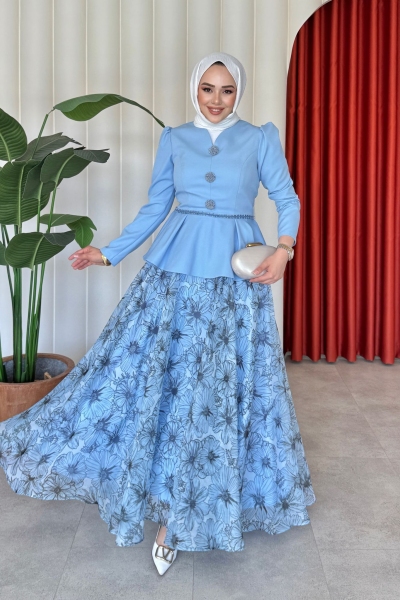 Nurşen Etekli Takım Mavi