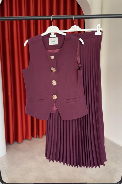 Sıla Etekli Takım Bordo