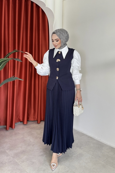 Sıla Etekli Takım Lacivert
