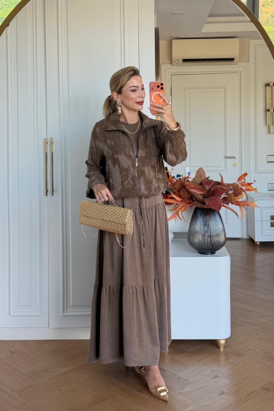 Sinem Elbise Takım Vizon