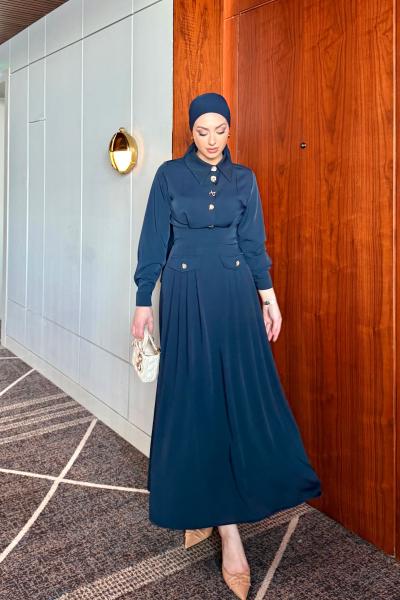 Türkan Elbise Lacivert